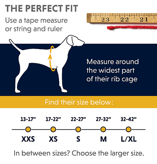 Ruffwear Front Range Harness measuring chart