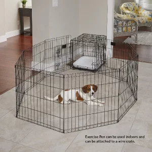 What you need for a new puppy. Exercise pen in black metal 