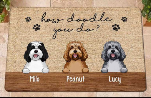 Best Goldendoodle Gifts For People Who Love Them - Happyoodles.com - How Doodle You Do Dog Personalized Doormat