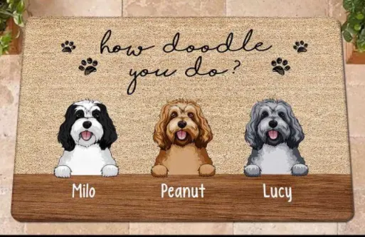 Best Labradoodle Gifts For People Who Love Them - Happyoodles.com - How Doodle You Do Dog Personalized Doormat