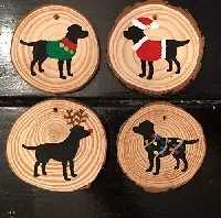 Dog Christmas Ornaments:  For Dogs Lovers - Happyoodles.com -  Rustic, hand-painted Labrador retriever ornaments