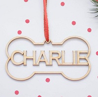 Dog Christmas Ornaments:  For Dogs Lovers - Happyoodles.com -  personalized bone silhouette ornament 