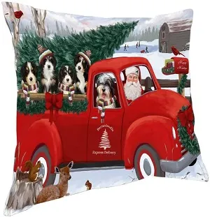 Best Bernedoodle Gift Ideas For 2021- Bernedoodle Christmas Pillow