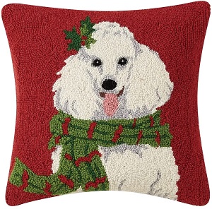 Best Poodle Gift Ideas - Happyoodles.com - White poodle on  red background pillow