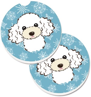 Poodle Puppy Dog Ready Under the Tree with Xmas Gifts Set of 4 Coasters 