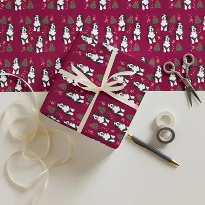 Love Dogs Gifts - Christmas Bernedoodle Wrapping Paper