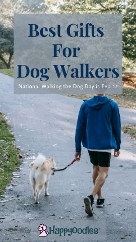 Gifts for Dog Walkers: Best Gift Ideas in 2022 pin Dog and man walking on outside path