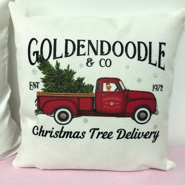 Goldendoodle Christmas Tree Delivery Throw Pillow - Etsy.com