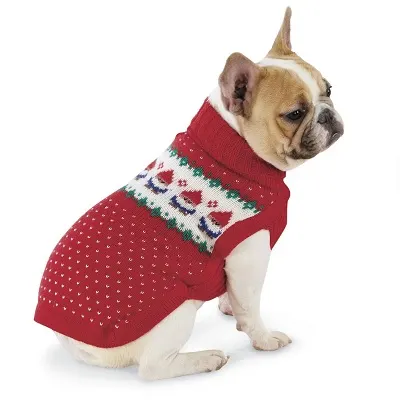 The Perfect Dog Christmas Sweater for 2022 - Classic red sweater with gnomes