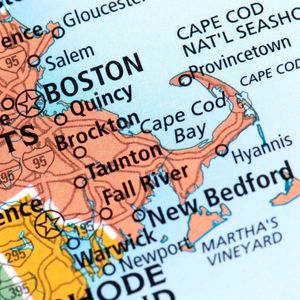 Colorful map of Massachusetts coast line