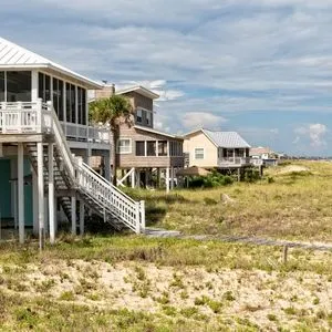 St George Island, Fl beach homes on sand and grass