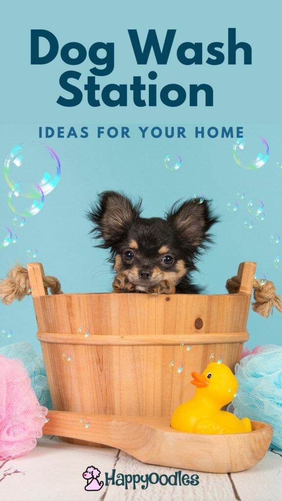 Dog Wash station ideas for your home - Happyoodles.com Pinterest pin