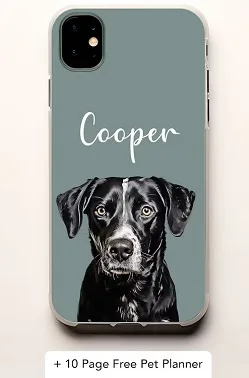Dog mom Gifts: Best Gifts for Men Who Love Their Dogs - Personalized Pet Phone Case in blue with pic of dog and dog's name
