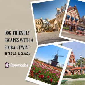 Dog-Friendly Escapes with a Global Twist: U.S. and Canada - title pic with photo of places in the US. 