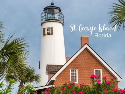 Title "St. George Island, Florida" with picture of Cape St. George Island Lighthouse
