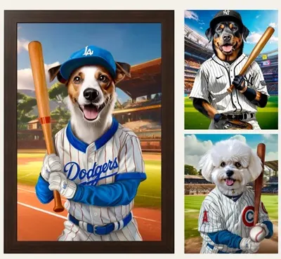 Baseball Dog Portrait - pic of your dog as a baseball player. by itsadigitalarething