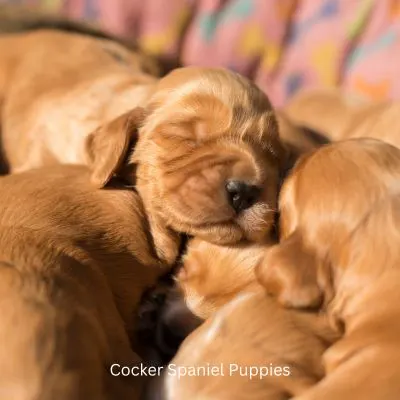 Cocker Spaniel Puppies sleeping together.