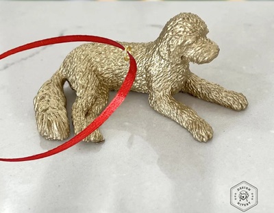 Doodle Dog Ornament in Gold