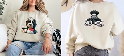 Personalized Bernedoodle Sweatshirt  - Front and Back Designs by StrDesignCo