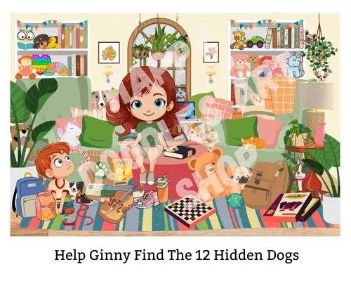 Help Ginny Find The 12 Missing Dogs (500 x 400 px) - Image Search Puzzle