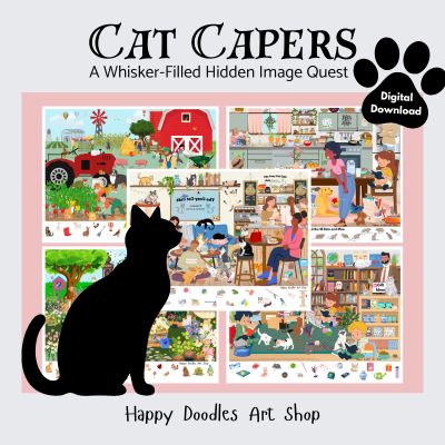 Happy Doodles Art Shop - Cat Capers Hidden Image Quest - 5 game bundle