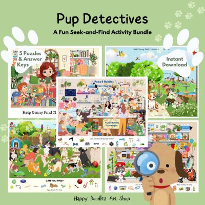 Happy Doodles Art Shop - Pup Detective Hidden Images Game Bundle